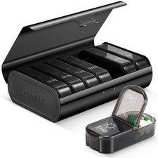 Metal XL Weekly Pill Organizer 2 Times a Day, Large Travel Daily Pill Box 7 D...