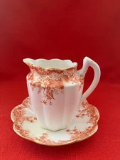 c 1896 Wileman & Co (Foley) daisy shaped jug "Fern" pattern #5897 terracotta