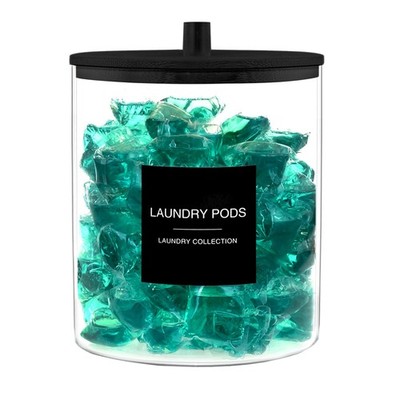 TIPGO Laundry Pods Container with 27 Labels, Glass Jars for Laundry Room Orga...