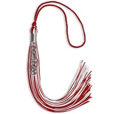 Endea Graduation Red/White Mixed Color Tassel With Stacked Silver Date Drop