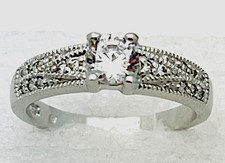 Sterling Silver 925 17 Prong Set Round CZ Ring Size 7