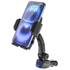 Cigarette Lighter Phone Holder Car Mount Charger [Dual USB Fast Charging] Car...