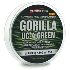 FILO TUBERTINI GORILLA UC 4 GREEN  0,20 MM - 150 MT  PER MULINELLO COLORE VERDE