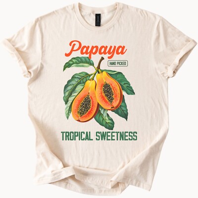 Papaya Hand Picked Tropical Sweetness Graphic T-Shirt Fruit Tee