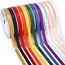Rainbow Satin Ribbon 1/4 Inch X 12 Rolls Total 60 Yards- Colorful Ribbon for Gif