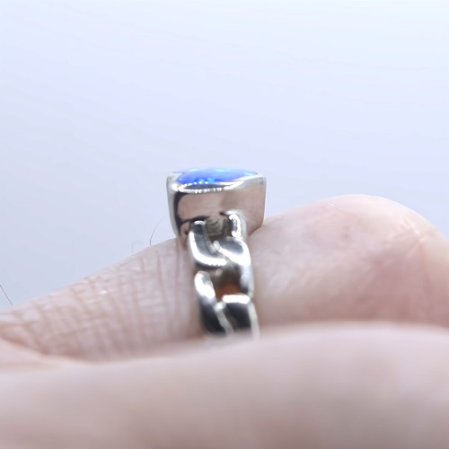 Sterling Silver Blue Opal Heart Ring Dainty Ring Love - Picture 10 of 13