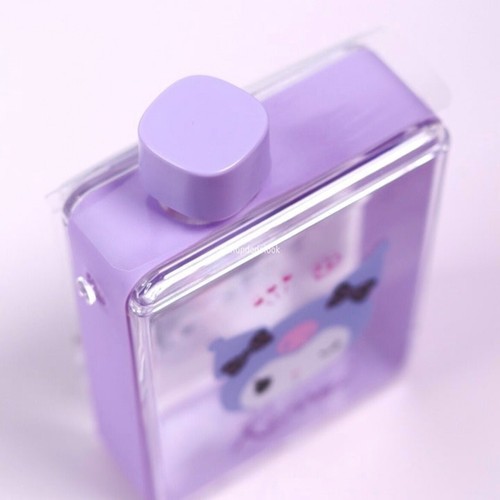 Botella de agua transparente cuadrada Kuromi con correa rosa 17 oz nueva Sanrio Miniso - Imagen 4 de 7
