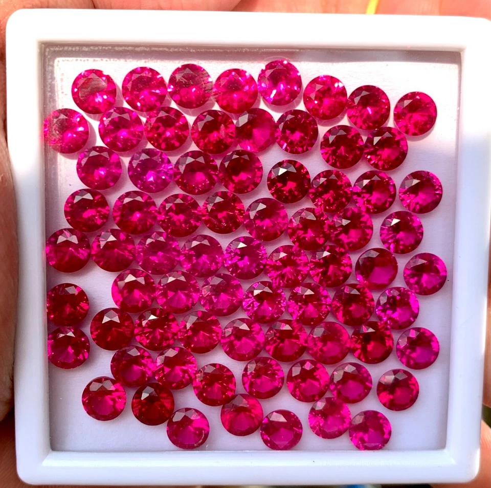 100 Pcs Natural Mogok Red Ruby Round 6.00 MM Certified Treated Loose Gemstone - Image 2 of 4
