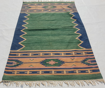 Vintage Traditioneller Handgefertigter Türkischer Kelim Teppich für Wohndeko 205x138 cm