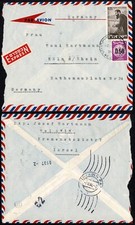 1960 Express Airmail, Tel Aviv to Cologne, 0.25 + 0.50 IL, Herzl, Israel