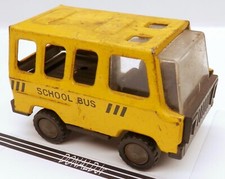 Vintage School Bus Mini About 3.5" Long JAPAN 1960's Tin  Plastic