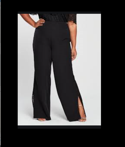 V by Very Lace Trim Wide Leg Trouser Black Size 18 Bnwt - Picture 2 of 2