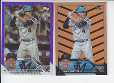 (2) 2023 Topps Update Nick Fortes Halloween Orange Black + Purple Shimmer /799