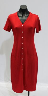 Market & Spruce Women's Petite Marielle Button Detail Midi Dress LB3 Red Small