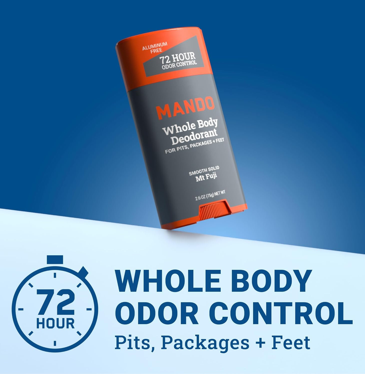 Whole Body Deodorant for Men Smooth Solid Stick 72 Hour Odor