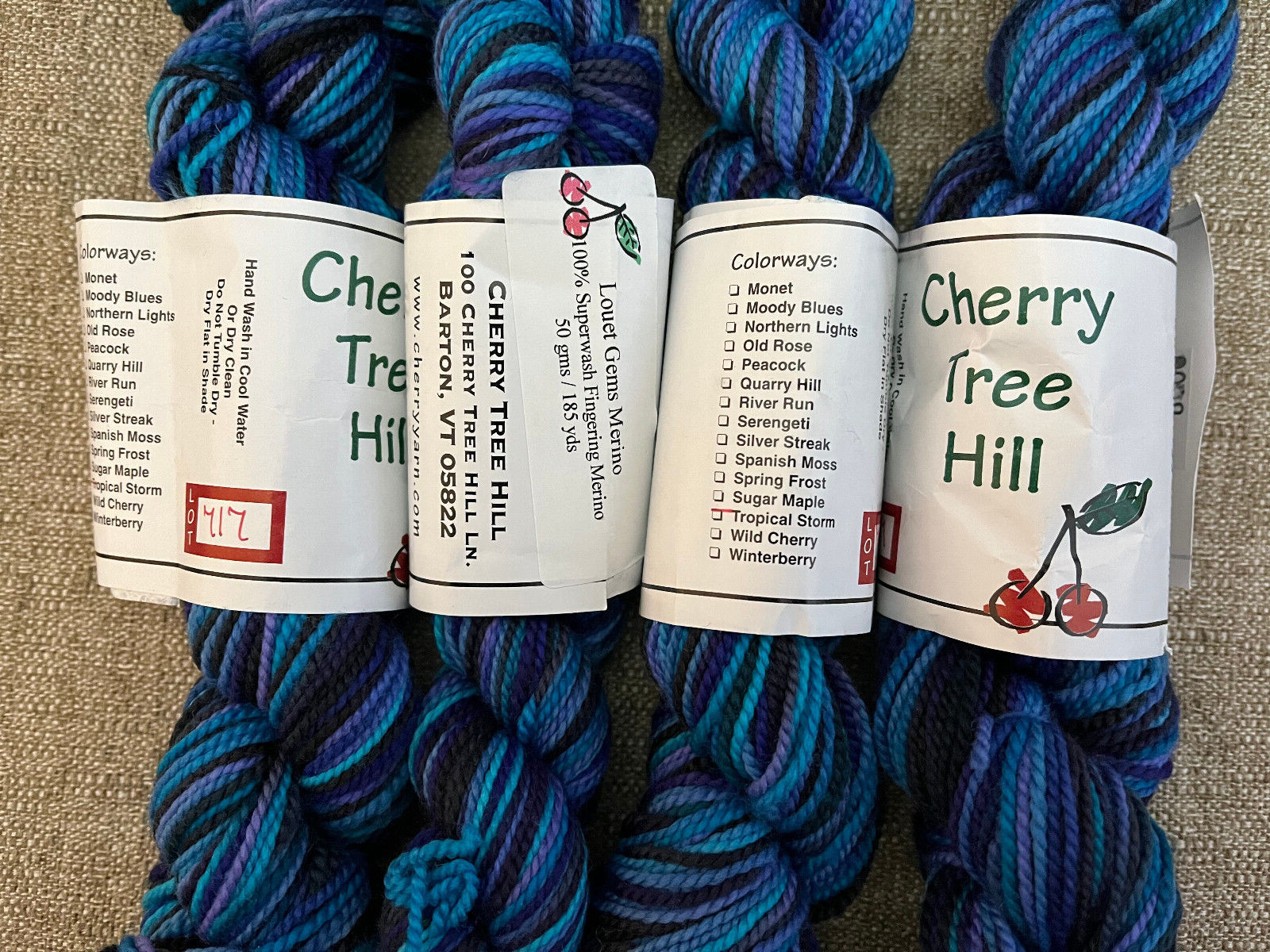 Lot of 4 Cherry Tree Hill Sock Yarn Louet Gems Merino Superwash New