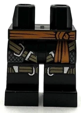 Lego New Minifigure Pants Black Legs with Orange Sash Tan Harness Part