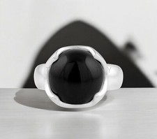 Black Onyx Round Cut Gemstone With 925 Sterling Silver Ring For Men's A151