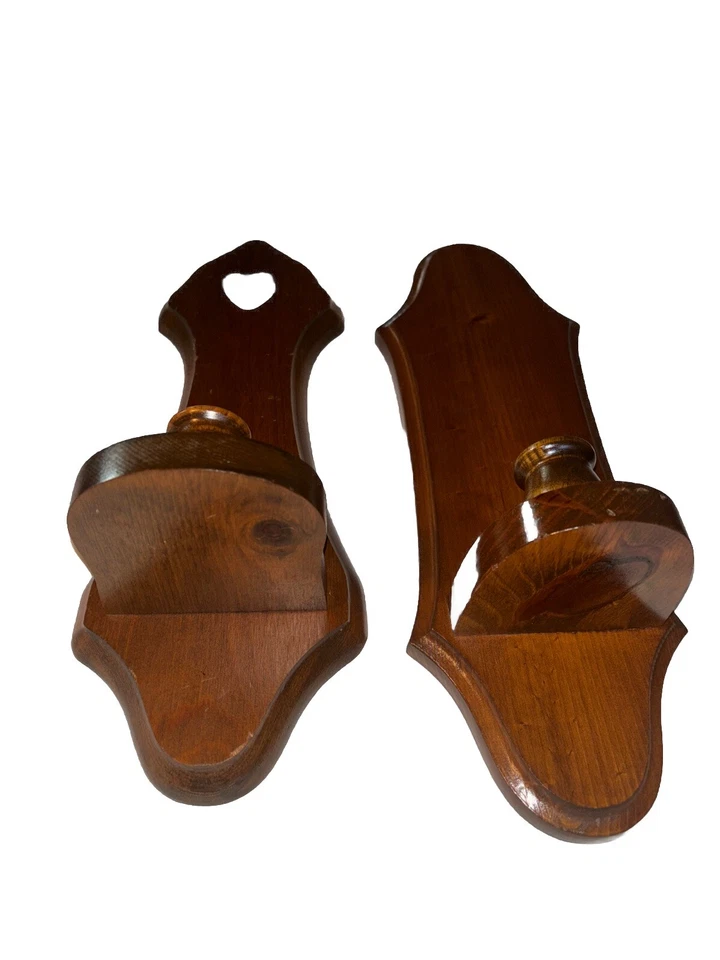 2 apliques rústicos hechos a mano de madera colgados en la pared espeluznante granja no coincidentes Foto 2 de 4