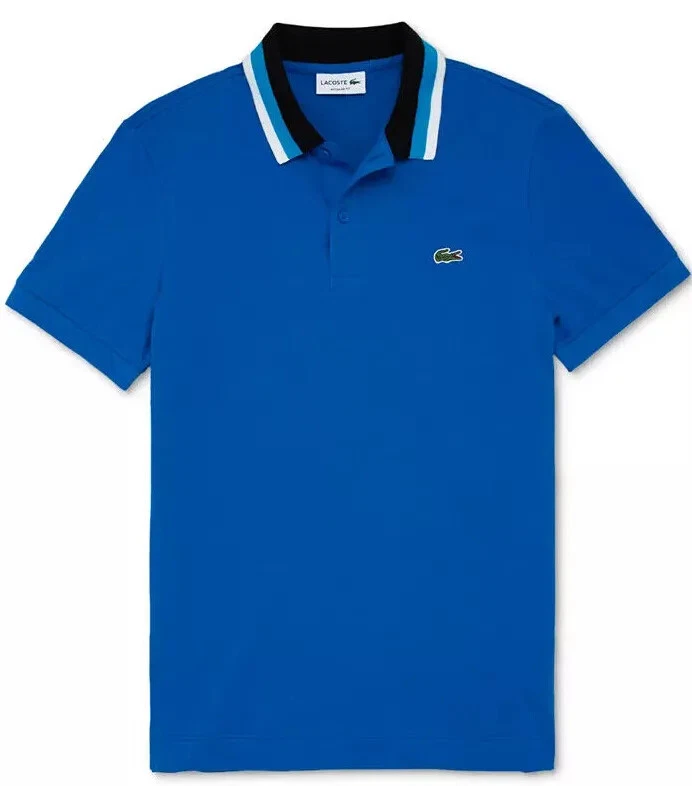 Authentic Lacoste Men&#039;s Regular-Fit Contrast Collar Polo Shirt -Kingdomblue eBay