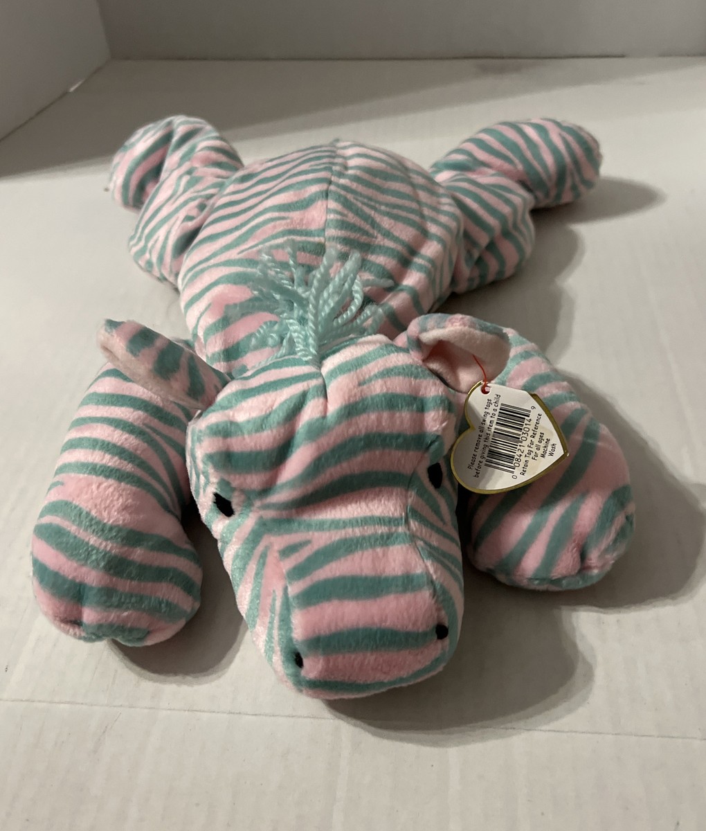 Ty Beanie Buddies Zulu the Zebra Pink & Green Vintage Stuffed