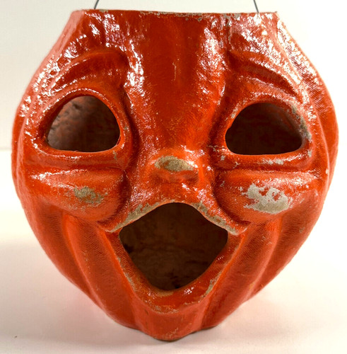 Antique 8" Choir Boy Paper Mache Pulp Halloween Pumpkin Jack O Lantern