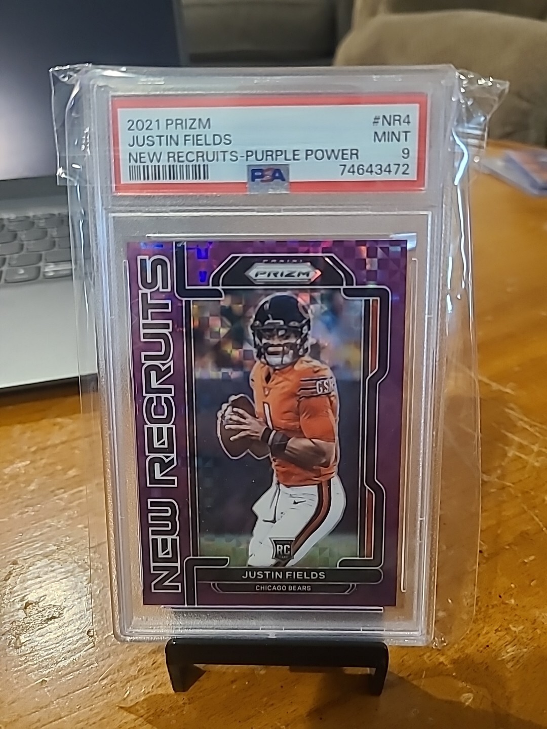 2021 Prizm Justin Fields New Recruits Purple Power /49 RC PSA 9 MINT BEARS SSP