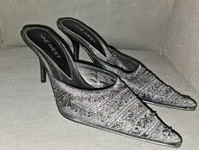 Nine West O-Chambray pointed toe pump dark gray and black Vintage size 6 1/2