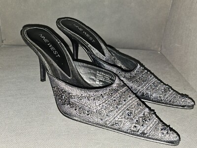 Nine West O-Chambray pointed toe pump dark gray and black Vintage size  1/2