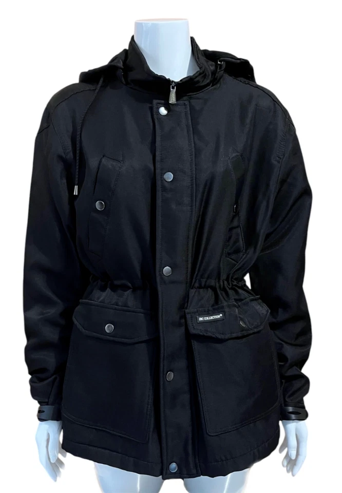 Womens Ladies Coat Jacket Size S UK 10-12 Removable Hood Fleece Lined Black - Image 3 of 4