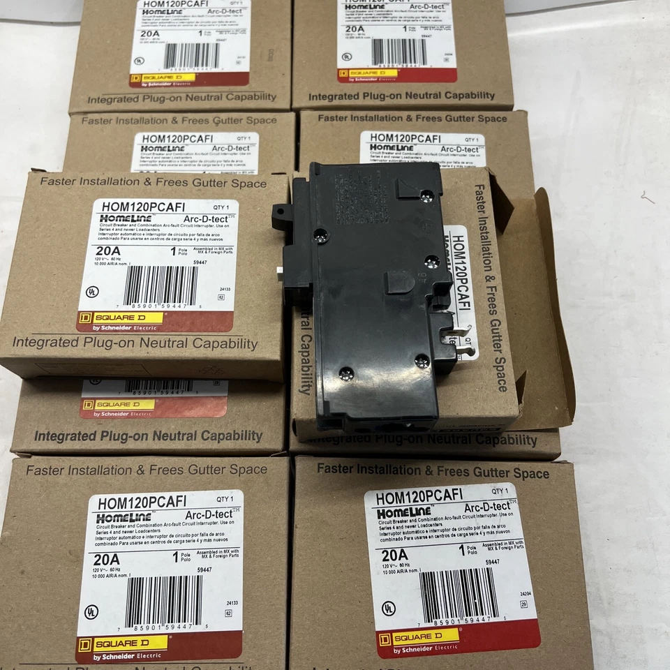 10 PCS SQUARE D HOMELINE HOM120PCAFI 20A ARC FAULT AFCI PLUG ON NEUTRAL BREAKER - Image 3 of 3