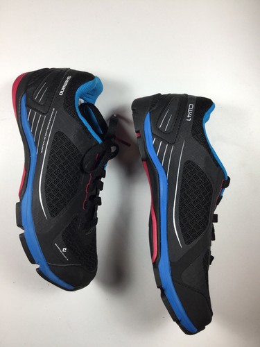 Shimano SPD Cycling Shoes With Sneaker Conversion Black/Blue Womens EU 37 US 5.5 - Picture 2 of 4