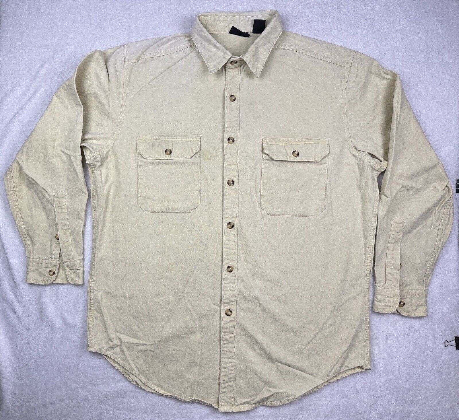 Vintage 90s PATAGONIA Men’s XL Yellow Faded Stained Brushpopper Button Up Shirt