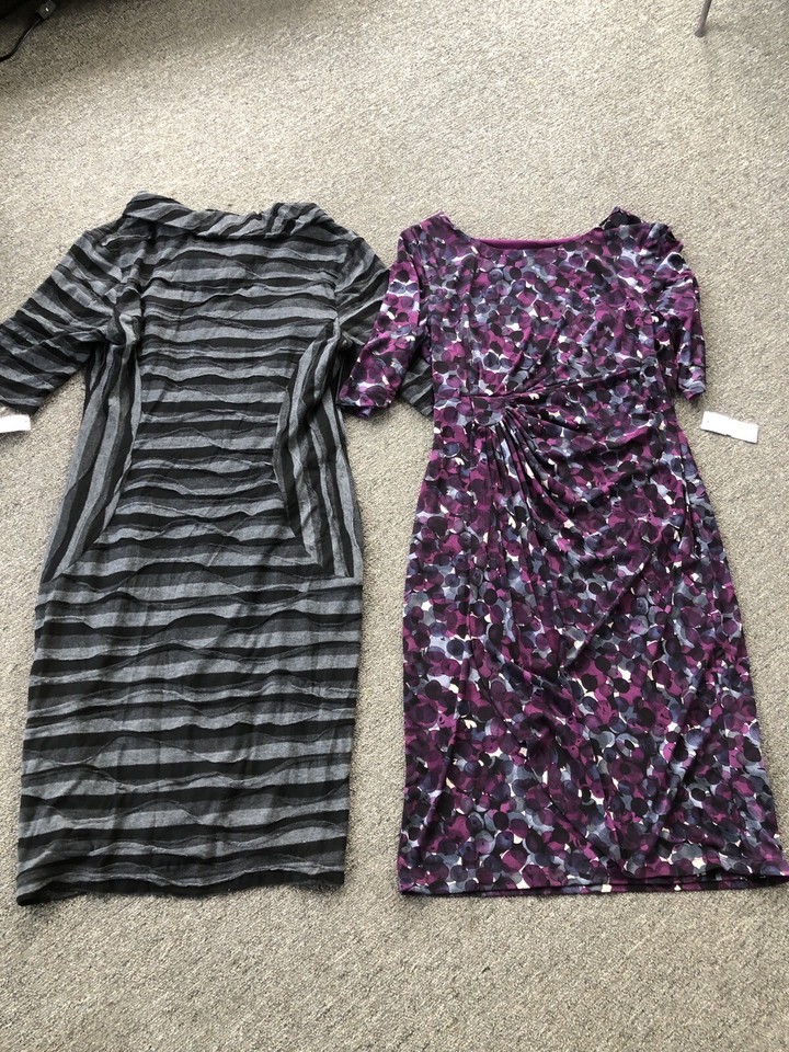 New Dress Barn Dress Red Black Gray Connected Apparel Purple Size 12