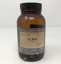 Vintage Fisher Scientific Tin Metal, Granular, 30 mesh, Certified, Antique Decor