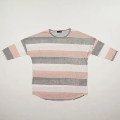 JANINA Damen T-Shirt Gr. 44 mehrfarbig gestreift Feinstrick Kurzarm Shirttop Pol - Bild 1 von 4