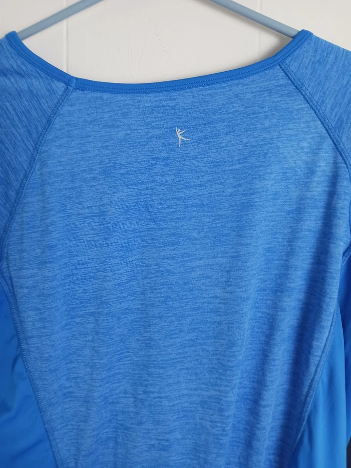 Camisa feminina DANSKIN NOW manga longa respirável azul tamanho XXL  - Imagem 4 de 4