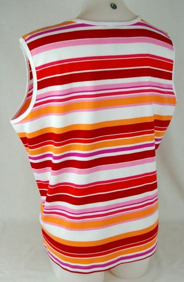 Camiseta sin mangas Studio Works multicolor a rayas cuello redondo para mujer talla XL 100 % algodón Foto 4 de 4