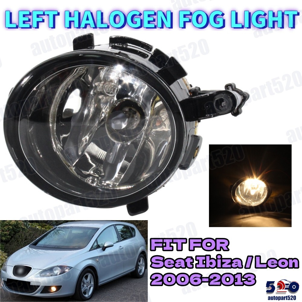 Black Smoke Fog Light Set (H3 Bulb) Left & Right For Seat Ibiza IV 6L (2002-2008)