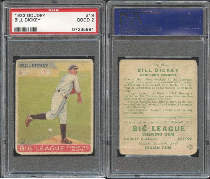 1933 Goudey R19 #19 Bill Dickey ~~ PSA 2 ~~ New York Yankees HOF