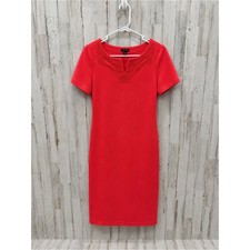 Talbots Bright Coral Floral Embroidered Midi Tshirt Dress XS Preppy Old Money
