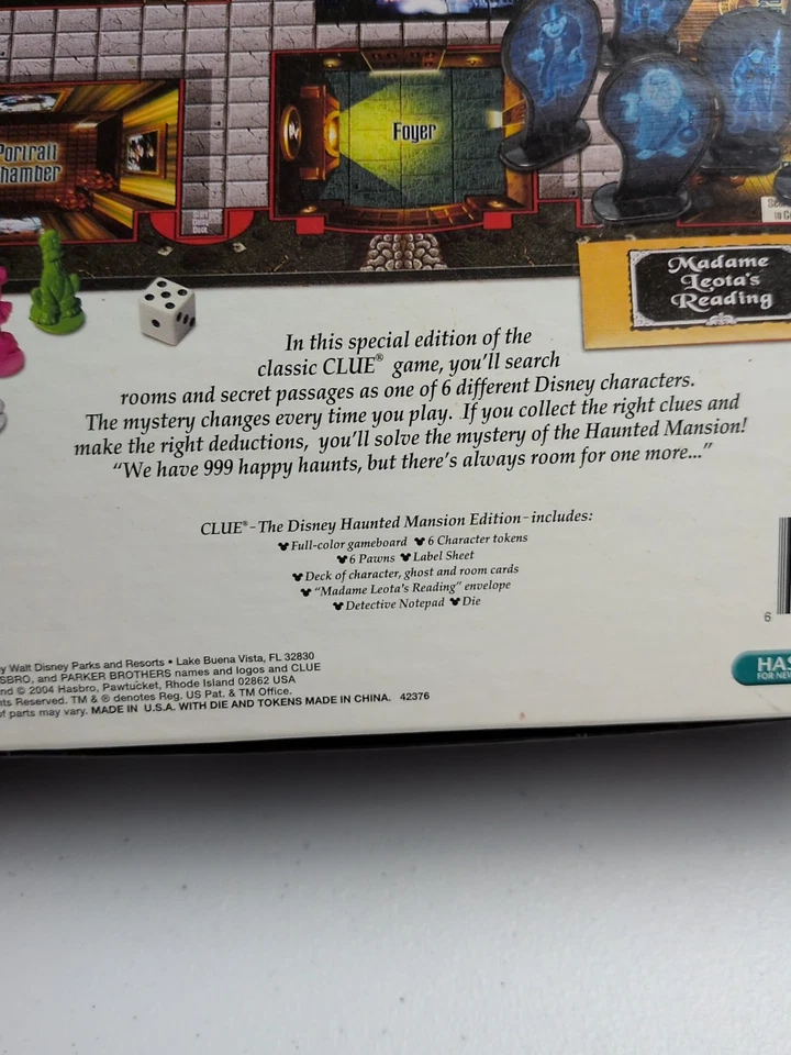 Clue Disney Haunted Mansion Edition Board Game Parker Bros 2004 VTG Used Family - Image 3 of 4