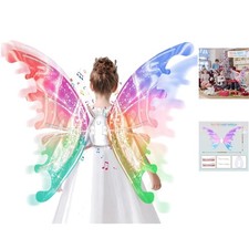 Moving LED Butterfly Wings with Music - Multicolored Costume Accessory for Girls