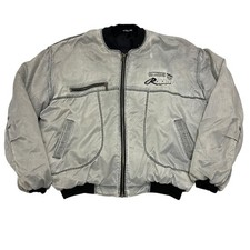 Vintage Los Angeles Raiders Jacket Mens 2XL Silver Bomber NFL Spell Out 90s