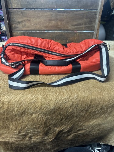 Nice Weekend Target Puffer Duffle Bag Orange Zipper Closure Adjustable Strap 20”