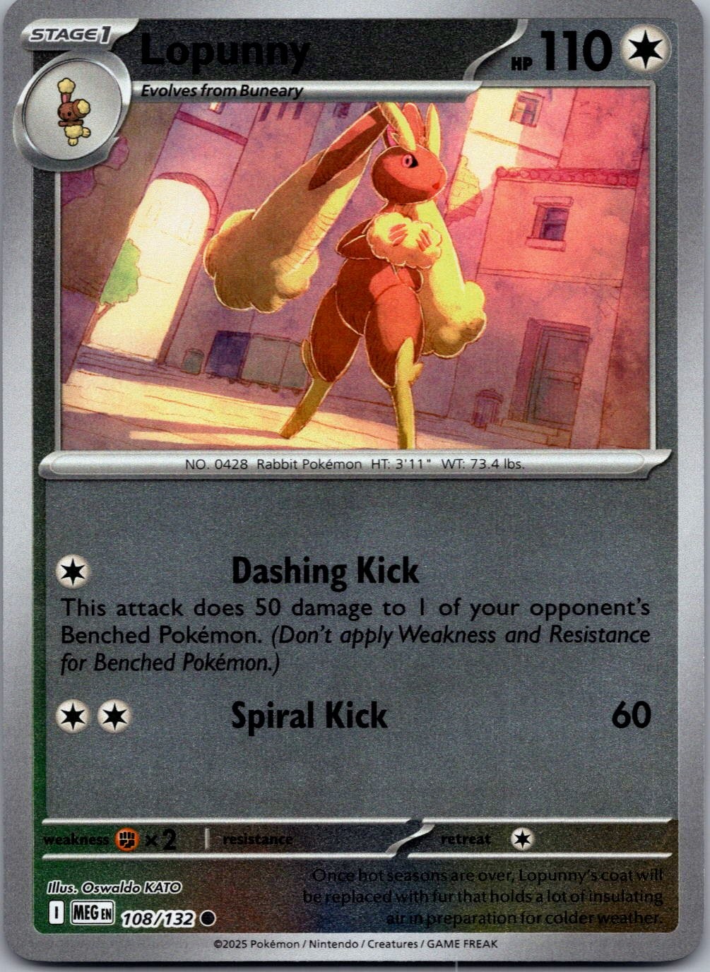 Lopunny Common Reverse Holo ME01: Mega Evolution 108/132 NM