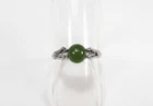 Vintage Bar-Tan USA Sterling Silver Green Jade Petite Childs Pinky Ring Sz 4