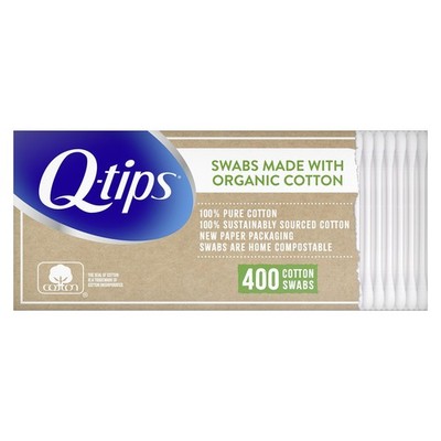 Organic Cotton Swabs 400 Count - Eco-Friendly Q-Tips for All Uses