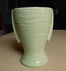 Vintage McCoy MCM Style Jardiniere Green Atomic Vase Fins Texture Flower Pot USA
