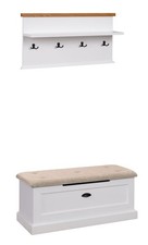 Garderoben-Set Galineo Flurgarderobe 2-teilig weiß MDF Eiche Natur Landhaus-Stil